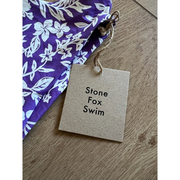 NWT Stone Fox Swim SUMATRA Kauai Bottoms Purple White Floral Bikini Swimsuit XS - Picture 7 of 8